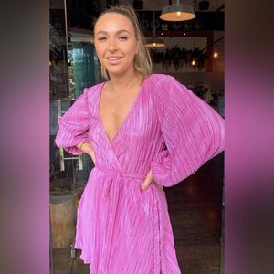 NWT Bardot Belissa Pleated Mini Dress in Pink XS